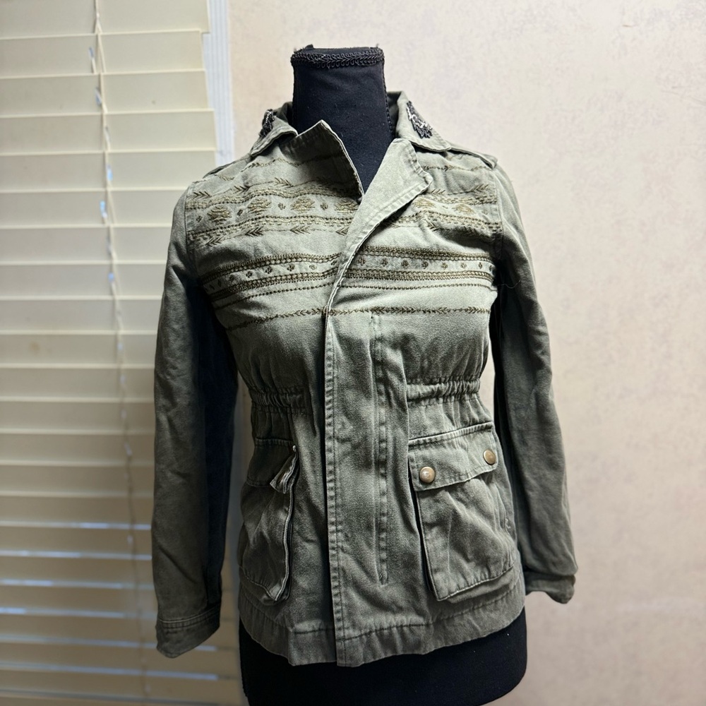 Miss Me Utility Jacket in Olive